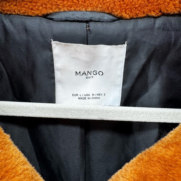 MANGO Faux fur teddy coat - cognac brown size L - Picture 3 of 9